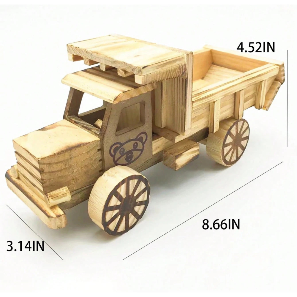 Camión Volquete de Madera con Diseño Infantil Artesanal-5