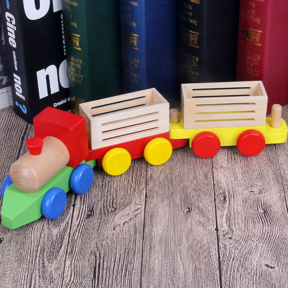 Tren de Madera para Niños Juguete Educativo Desmontables-3
