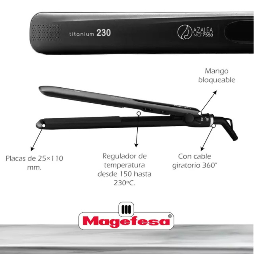 Plancha de Pelo Magefesa Azalea Titanio-3