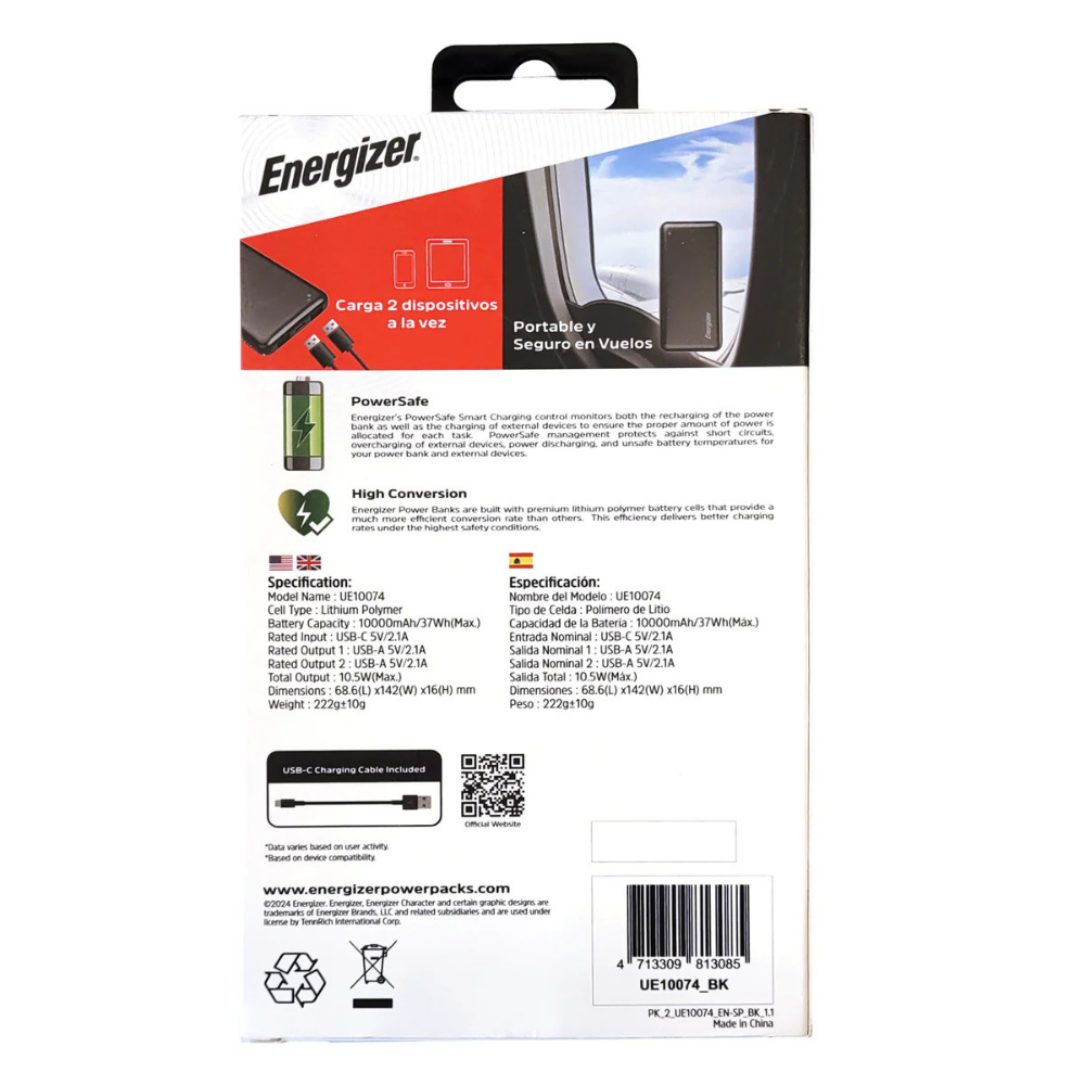 Power Bank Energizer UE10074 BK 10 000 mAh-3