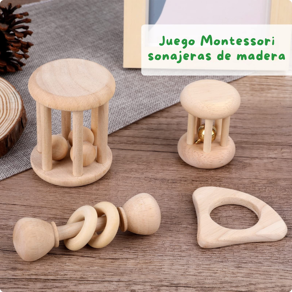 Set de Sonajeras de Madera para Bebé-2