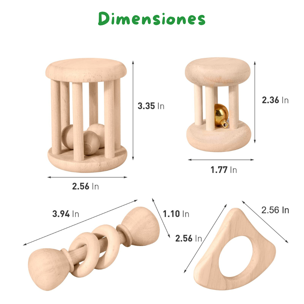 Set de Sonajeras de Madera para Bebé-4