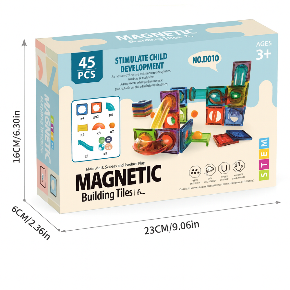 Set de Bloques Magnéticos con Rampas y Pelotas – 45 Piezas-7