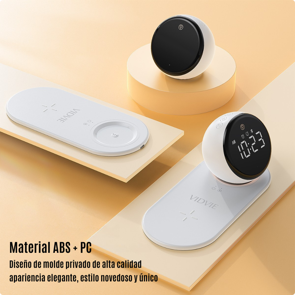 CARGADOR INALÁMBRICO RELOJ DESPERTADOR BLUETOOTH - VIDVIE-4