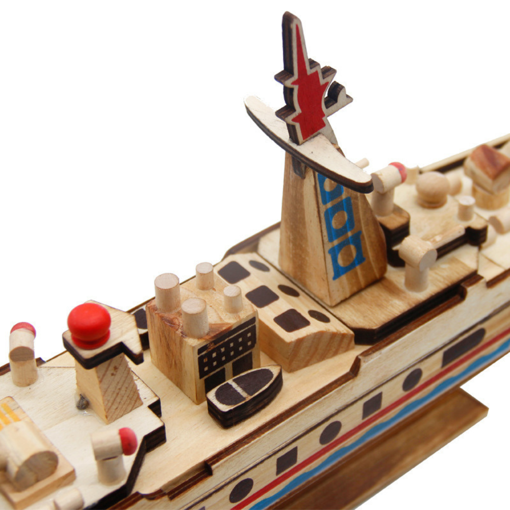 Barco de Guerra de Madera Nave 128 Artesanal-3
