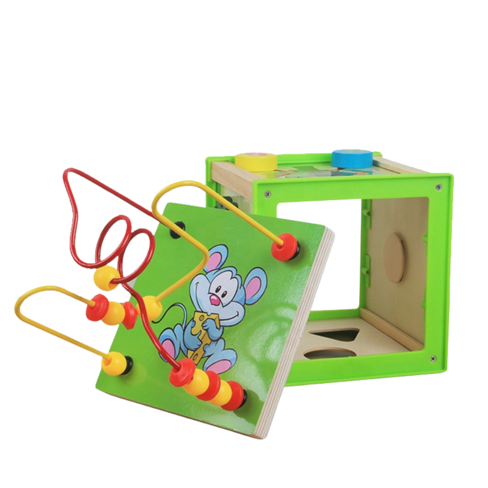Cubo Didáctico de Madera 5 en 1 Centro Montessori para Bebés-3