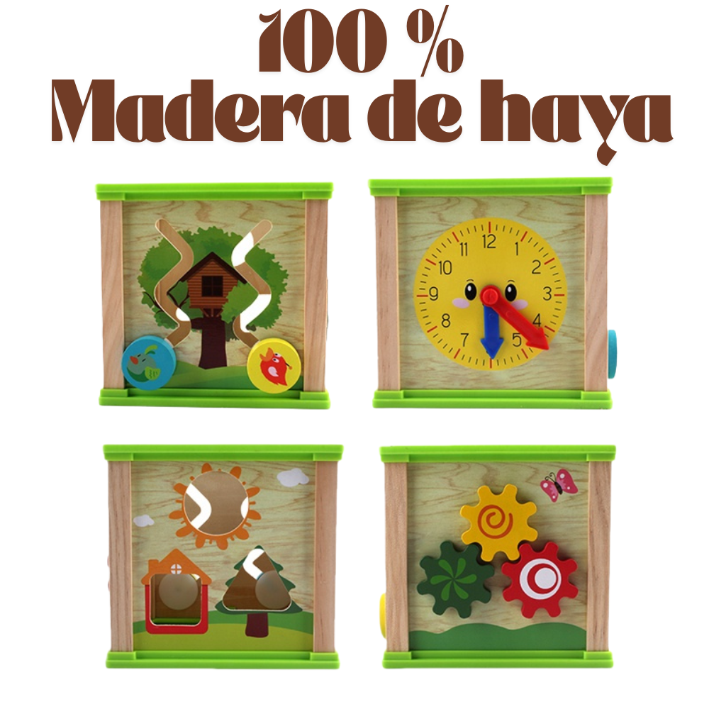Cubo Didáctico de Madera 5 en 1 Centro Montessori para Bebés-4