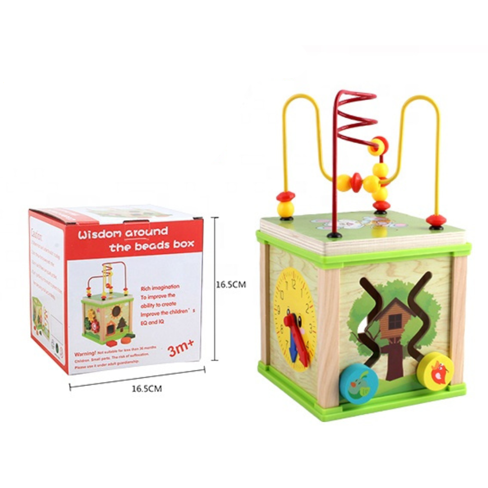 Cubo Didáctico de Madera 5 en 1 Centro Montessori para Bebés-5