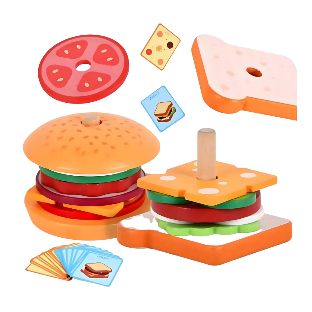 Juego de hamburguesa de madera  Simulación Educativa-2
