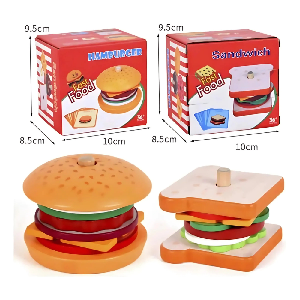 Juego de hamburguesa de madera  Simulación Educativa-6