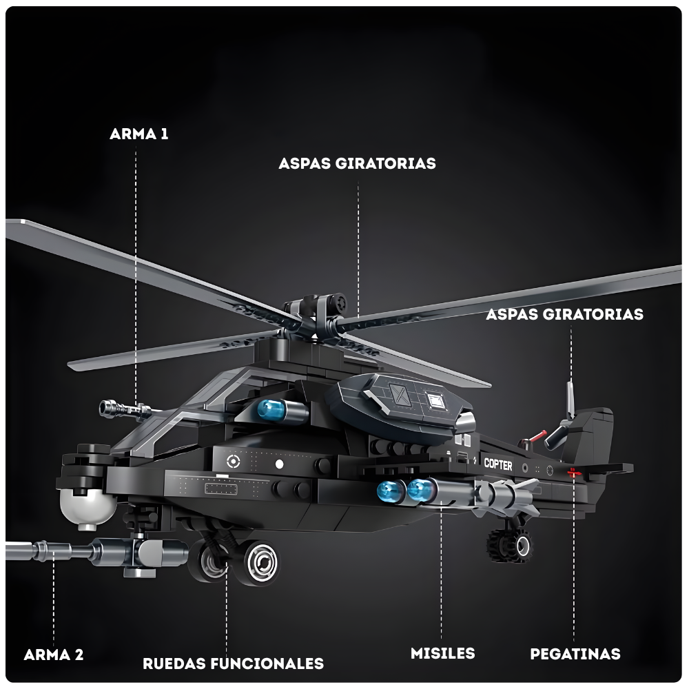 Helic ptero Militar Armable 300 Piezas Military Helicopter K2062 STEM-2