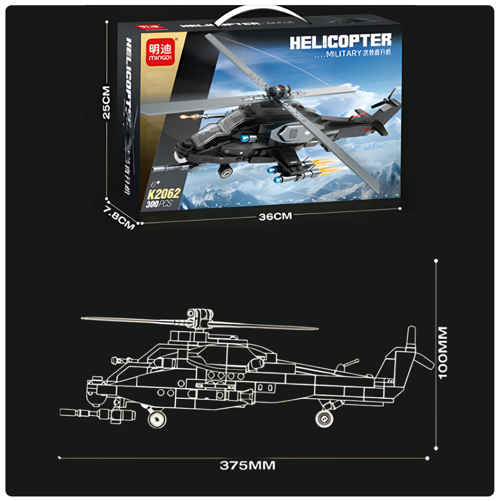 Helic ptero Militar Armable 300 Piezas Military Helicopter K2062 STEM-6