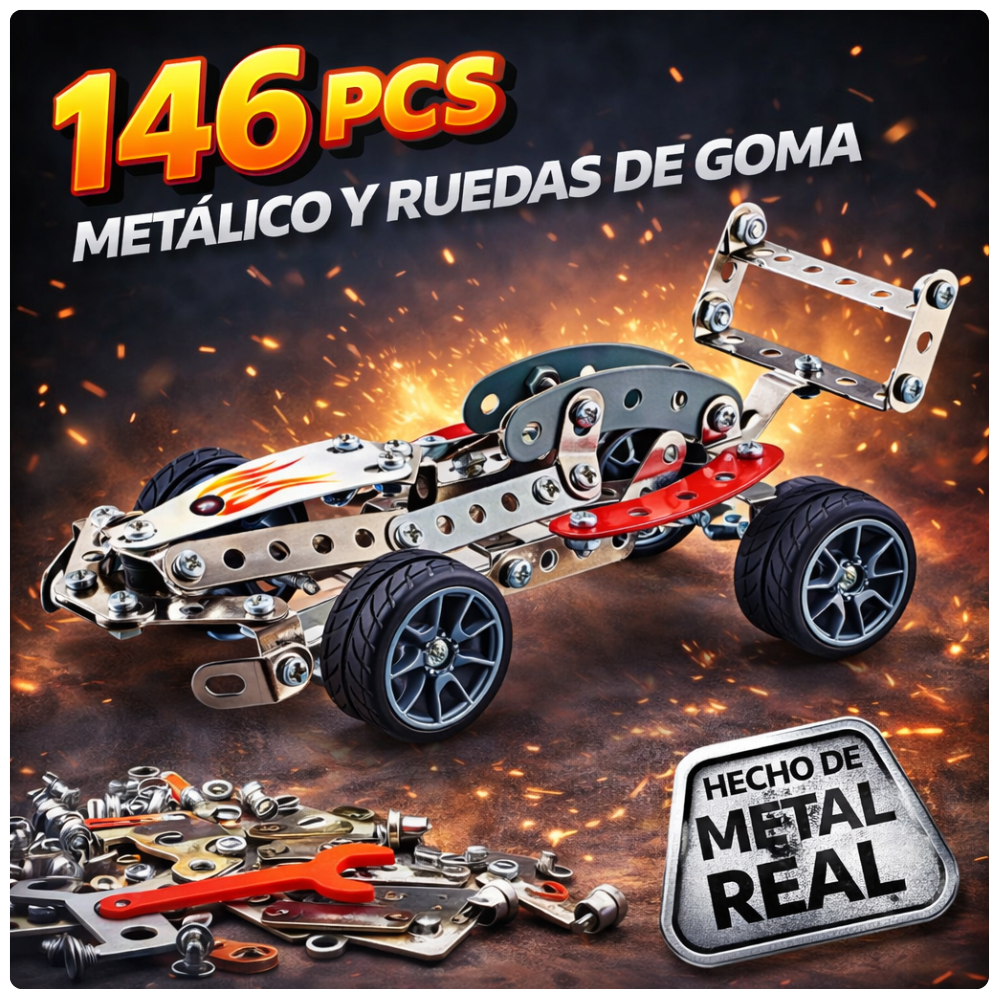 MEKANO AUTO DE CARRERA METAL 146 PIEZAS-2