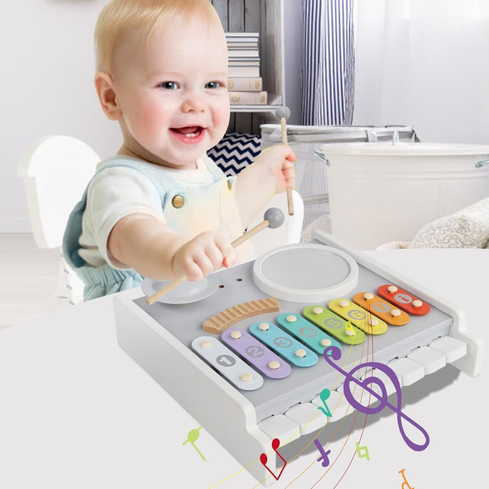 Instrumento Musical de Madera para Niños – Xilófono 3 en 1-2