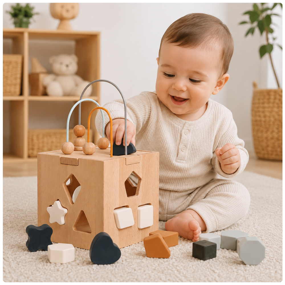 Cubo Didactico Montessori de Madera con Encaje de Figuras-5