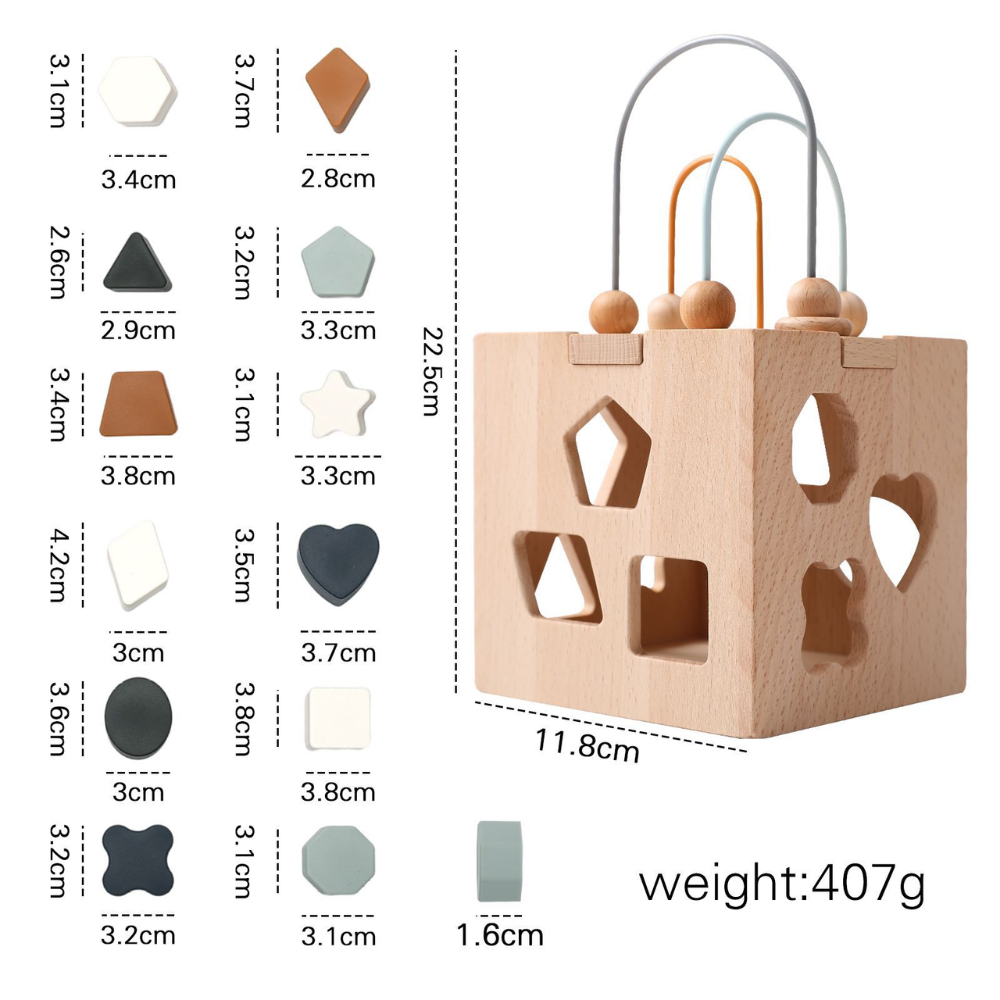 Cubo Didactico Montessori de Madera con Encaje de Figuras-6