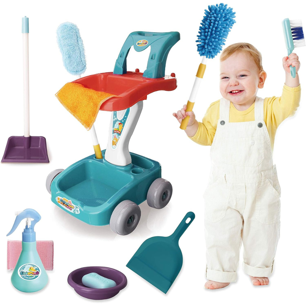 Carrito De Limpieza Infantil Con Accesorios Juego Didáctico-2