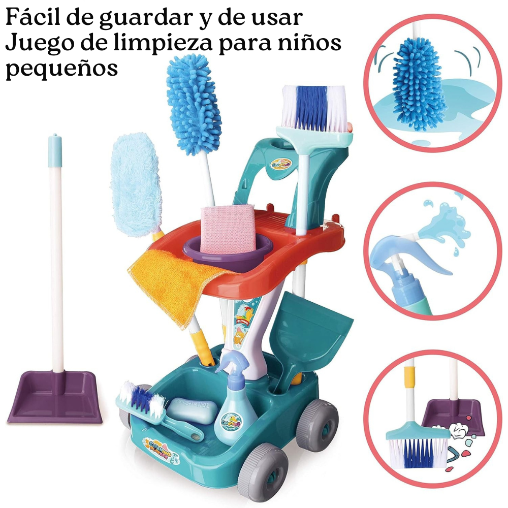 Carrito De Limpieza Infantil Con Accesorios Juego Didáctico-4