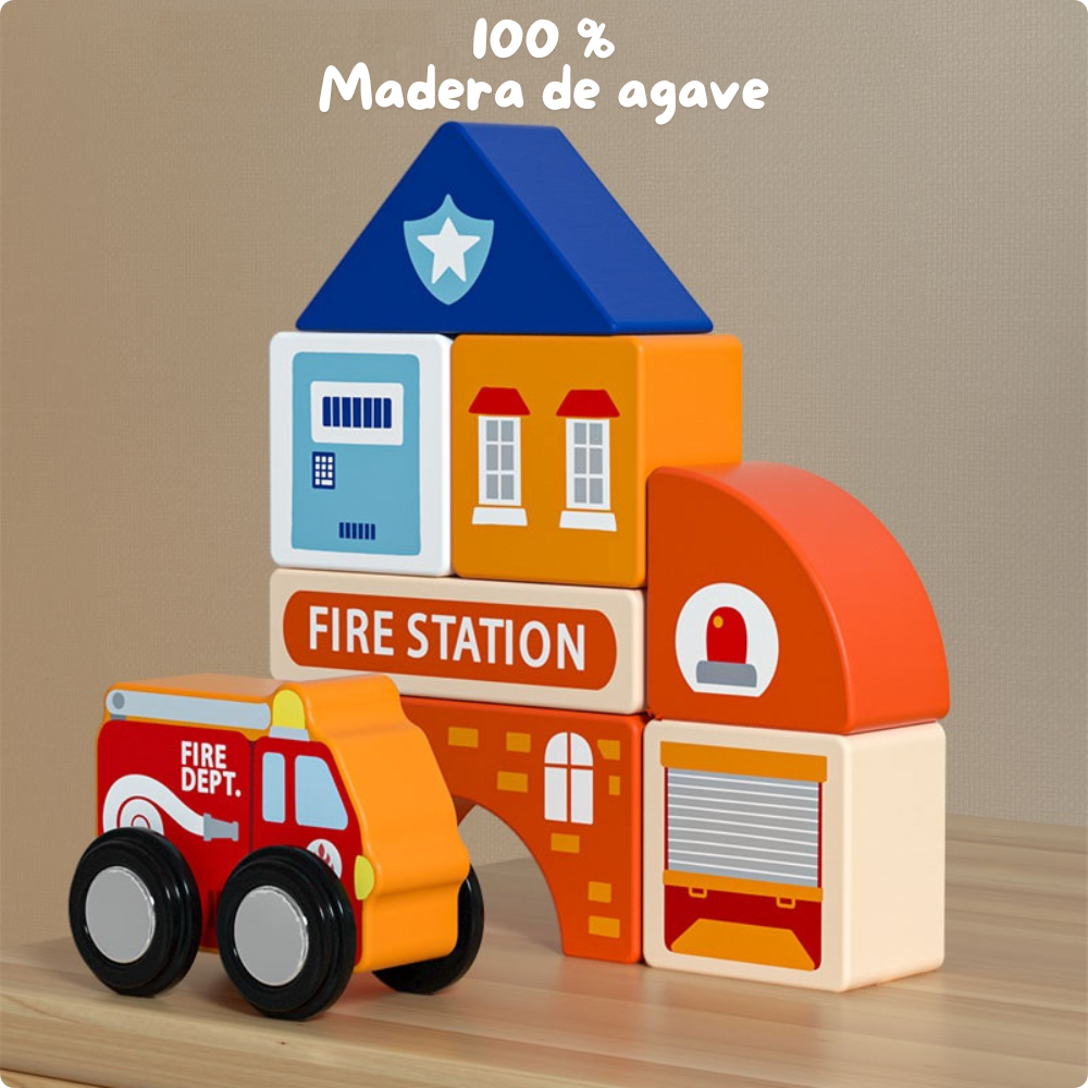  Ciudad de Madera 3 en 1 – Juego de Construcción y Transporte-4