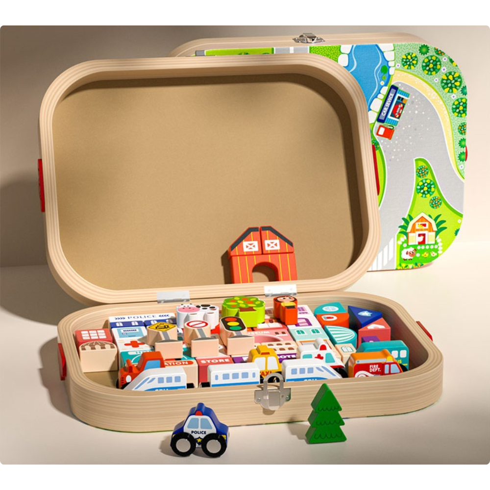  Ciudad de Madera 3 en 1 – Juego de Construcción y Transporte-5