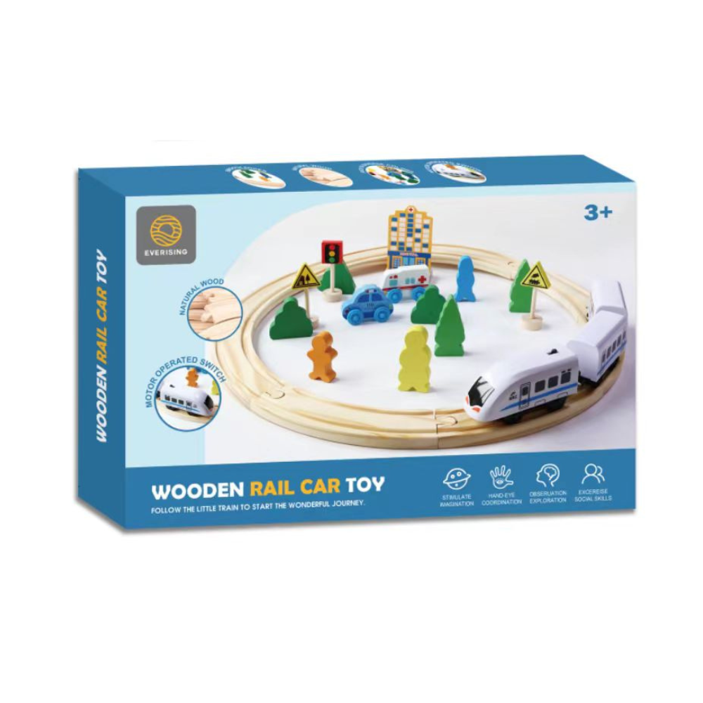 Tren eléctrico de madera móvil Juego Didáctico Montessori-5