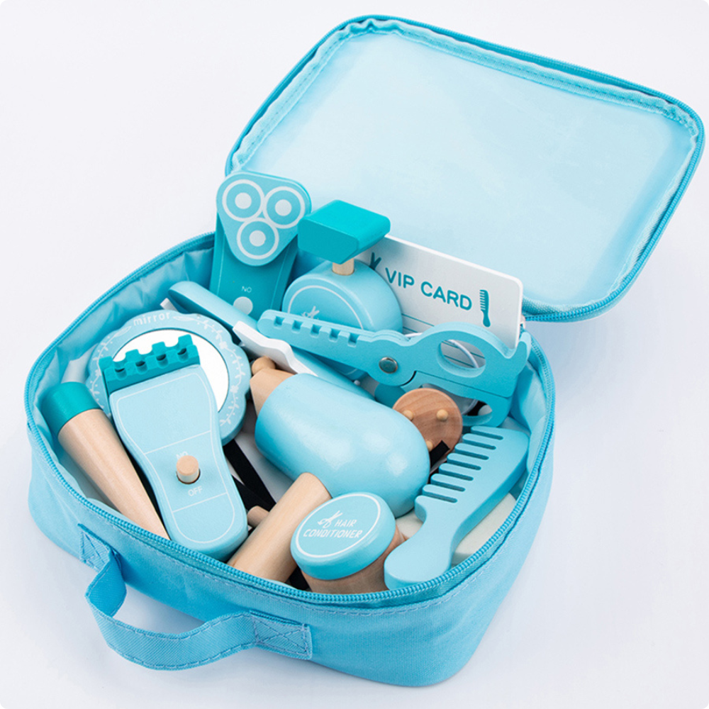 Set de Peluquería de Madera Juego de Imitación para Niños-2