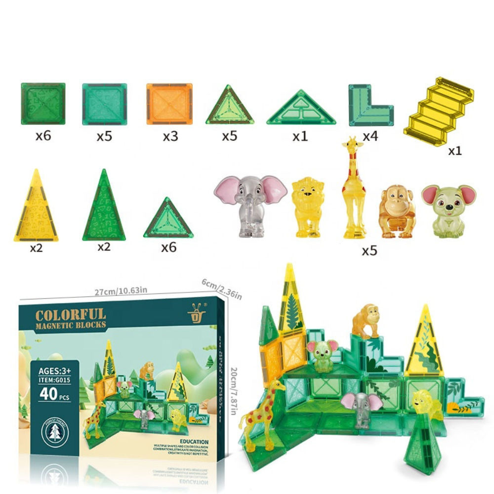 Set de Bloques Magnéticos con Animales de la Selva – 40 Pcs-6