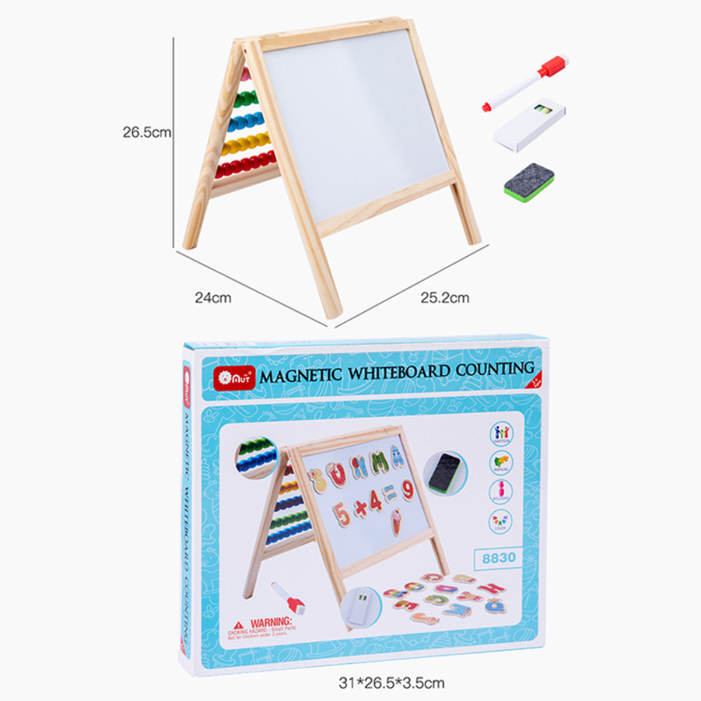 Pizarra de Dibujo Infantil con Ábaco de Colores de Madera-5