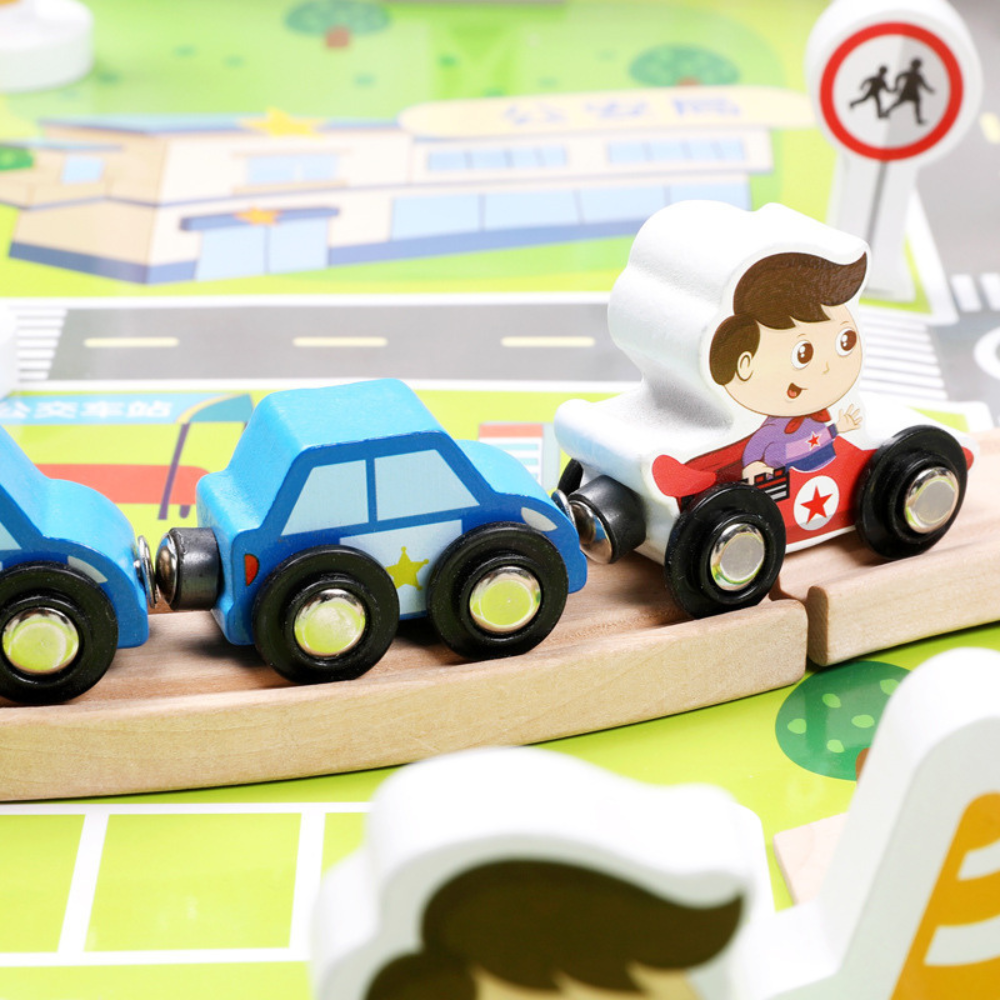 Mega Set de Tren de Madera con Ciudad Interactiva 80 Piezas-2