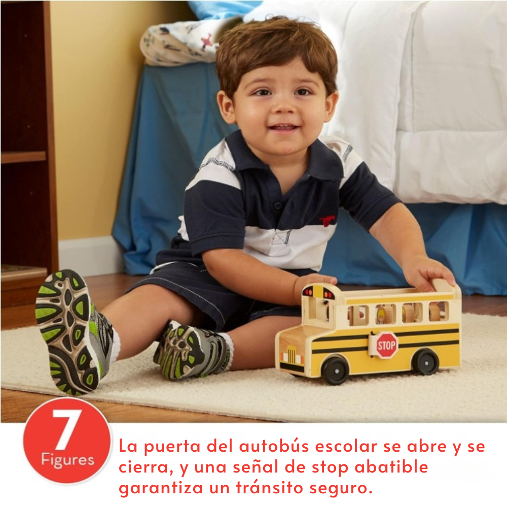 Autobús Escolar de Madera Juguete Educativo de Rol-4