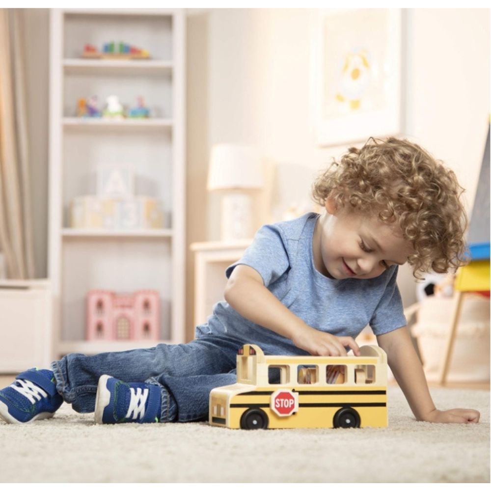 Autobús Escolar de Madera Juguete Educativo de Rol-5