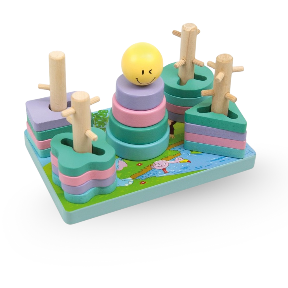 Juego de Encaje de Figuras Geométricas de Madera  Diseño Infantil-1