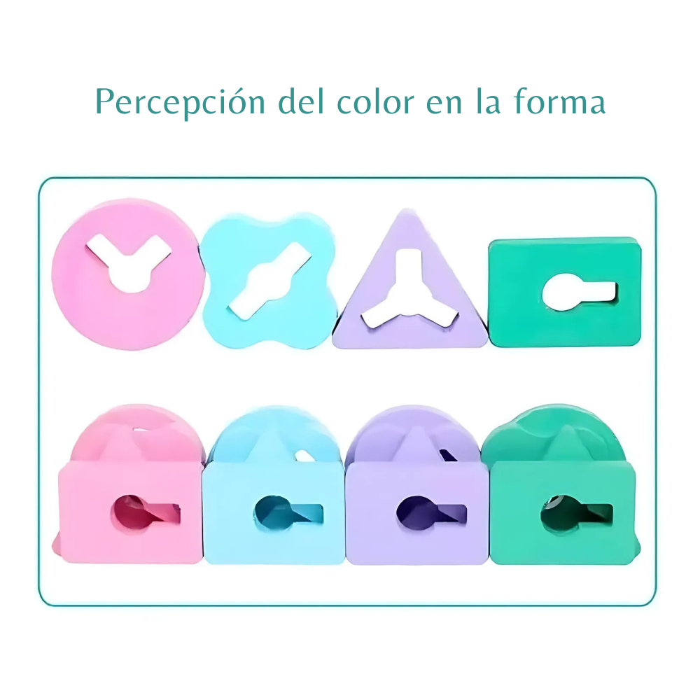 Juego de Encaje de Figuras Geométricas de Madera  Diseño Infantil-2