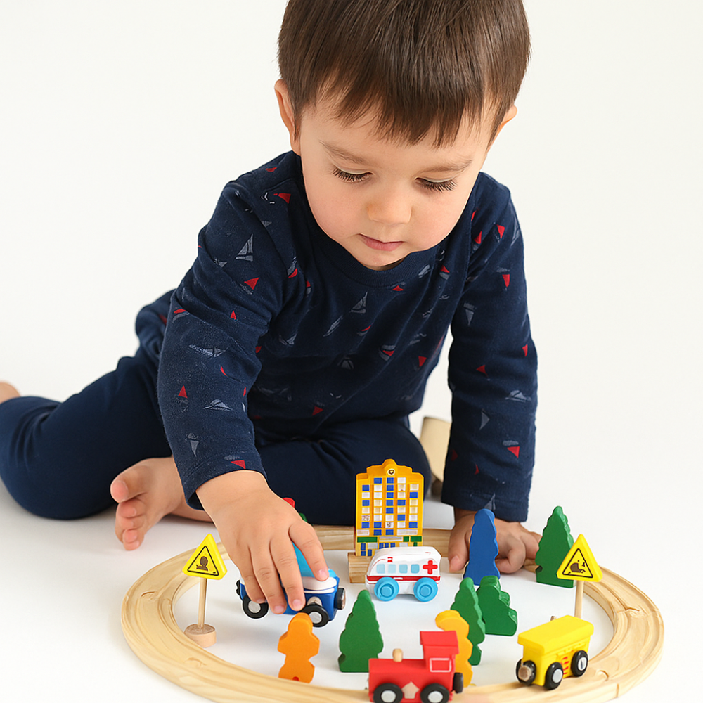Set Tren de Madera con Accesorios Urbanos Educativo-4