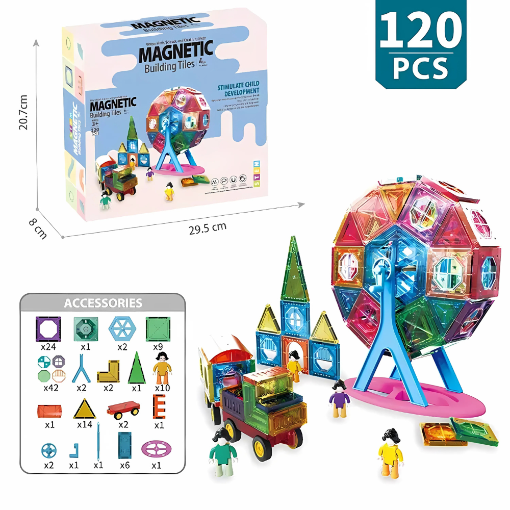 Set de Bloques Magnéticos de Construcción – 120 Piezas-7