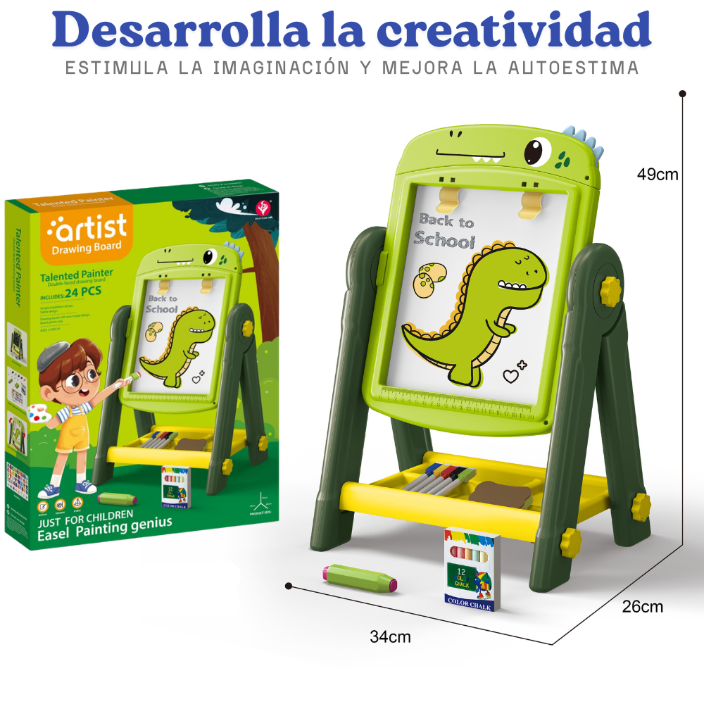 Pizarra de Dibujo Infantil 2 en 1 360° + Accesorios-4