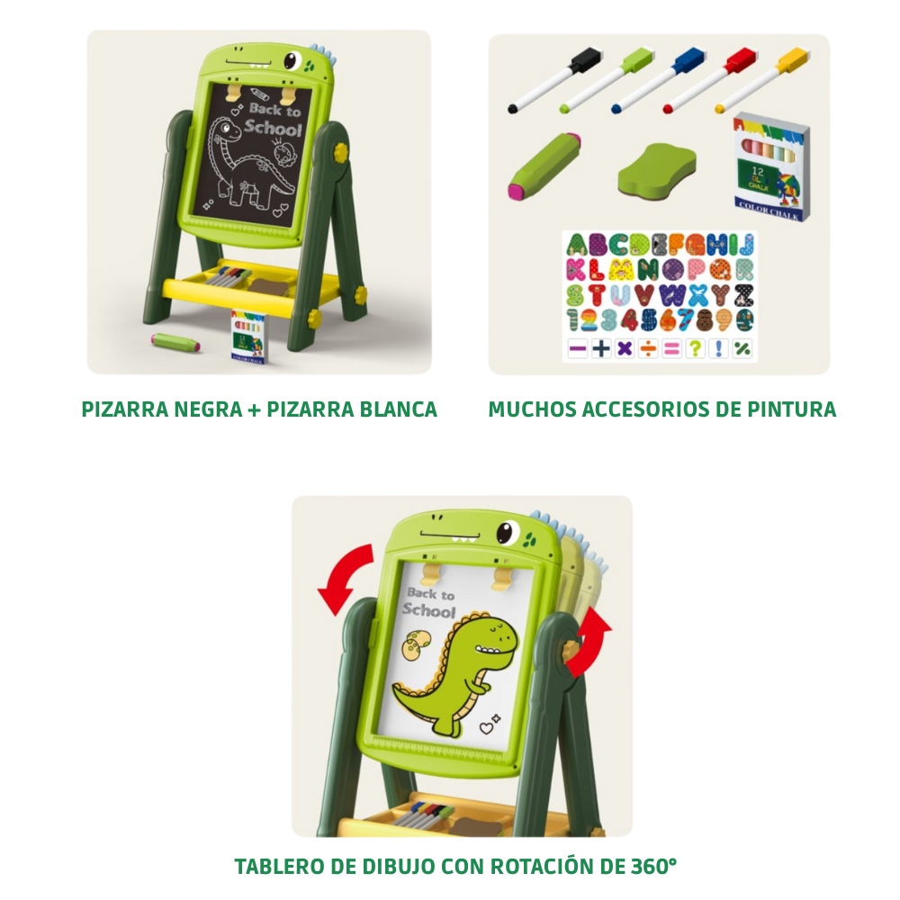 Pizarra de Dibujo Infantil 2 en 1 360° + Accesorios-6