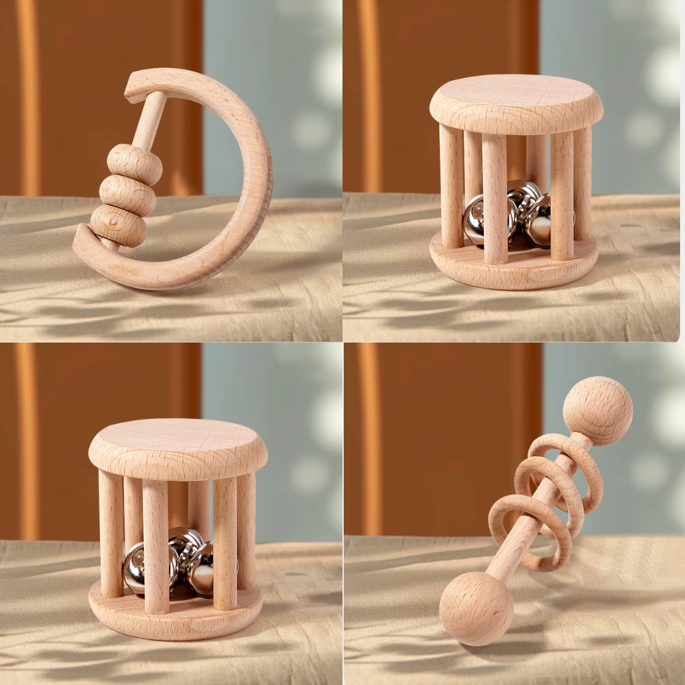 Set 6 sonajeras para bebes 100 Madera-2