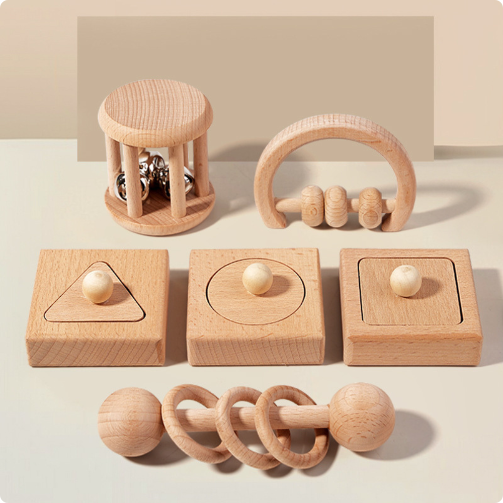 Set 6 sonajeras para bebes 100 Madera-3