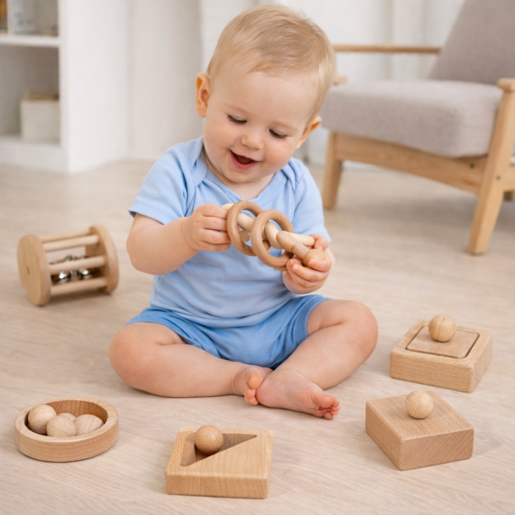 Set 6 sonajeras para bebes 100 Madera-4