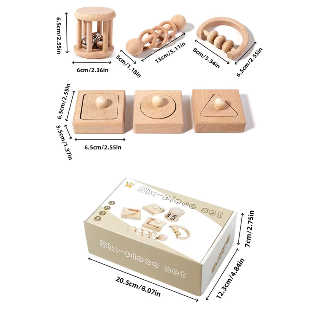 Set 6 sonajeras para bebes 100 Madera-5