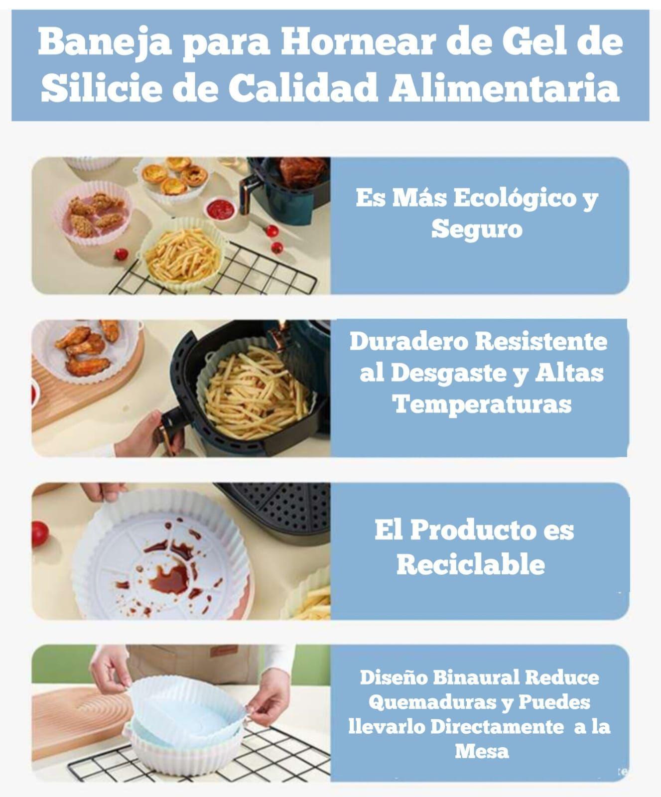 PACK 2 BANDEJAS REUTILIZABLE SILICONA AIRFRYER HORNO MICRO-5
