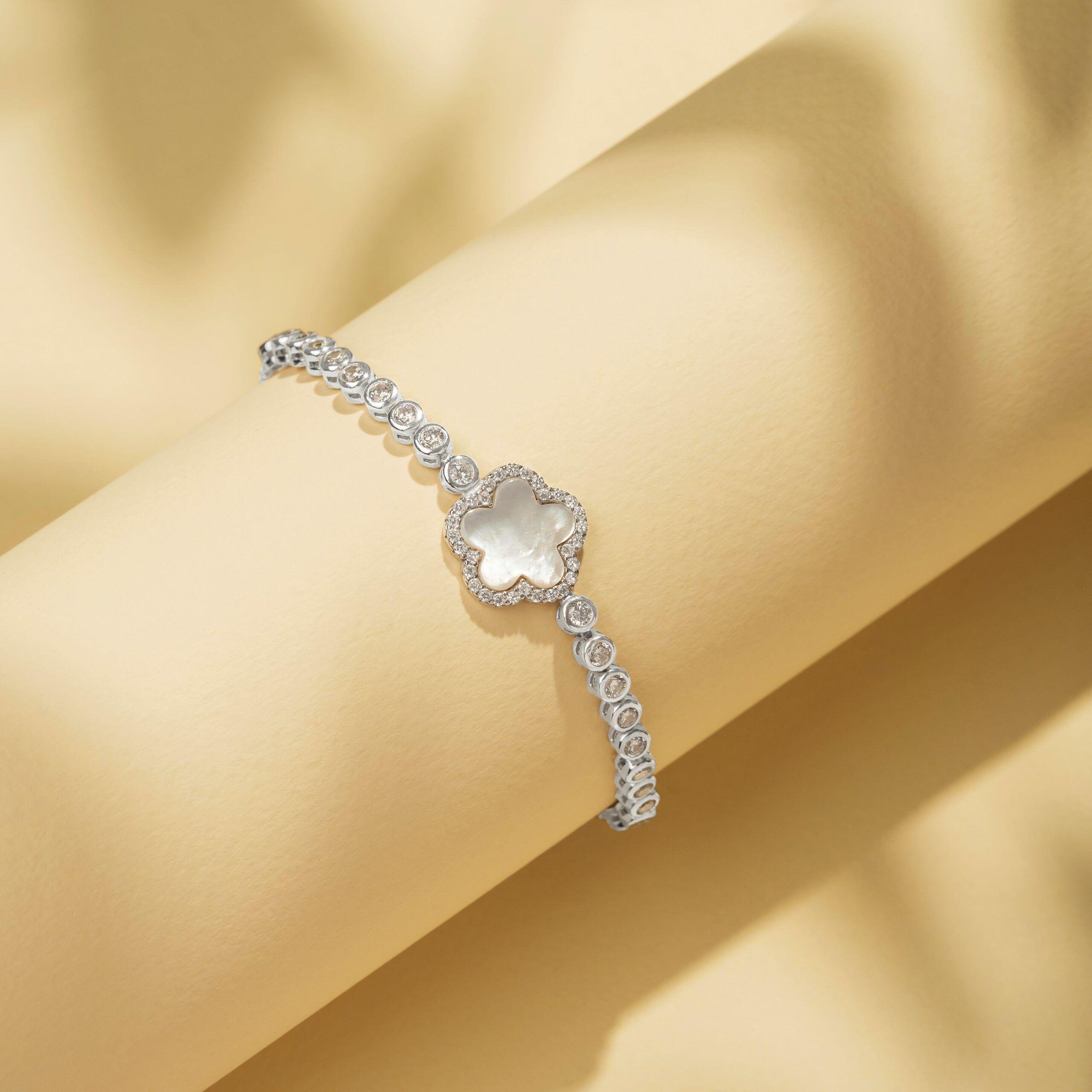 Pulsera Tenis Trebol Nacar-1