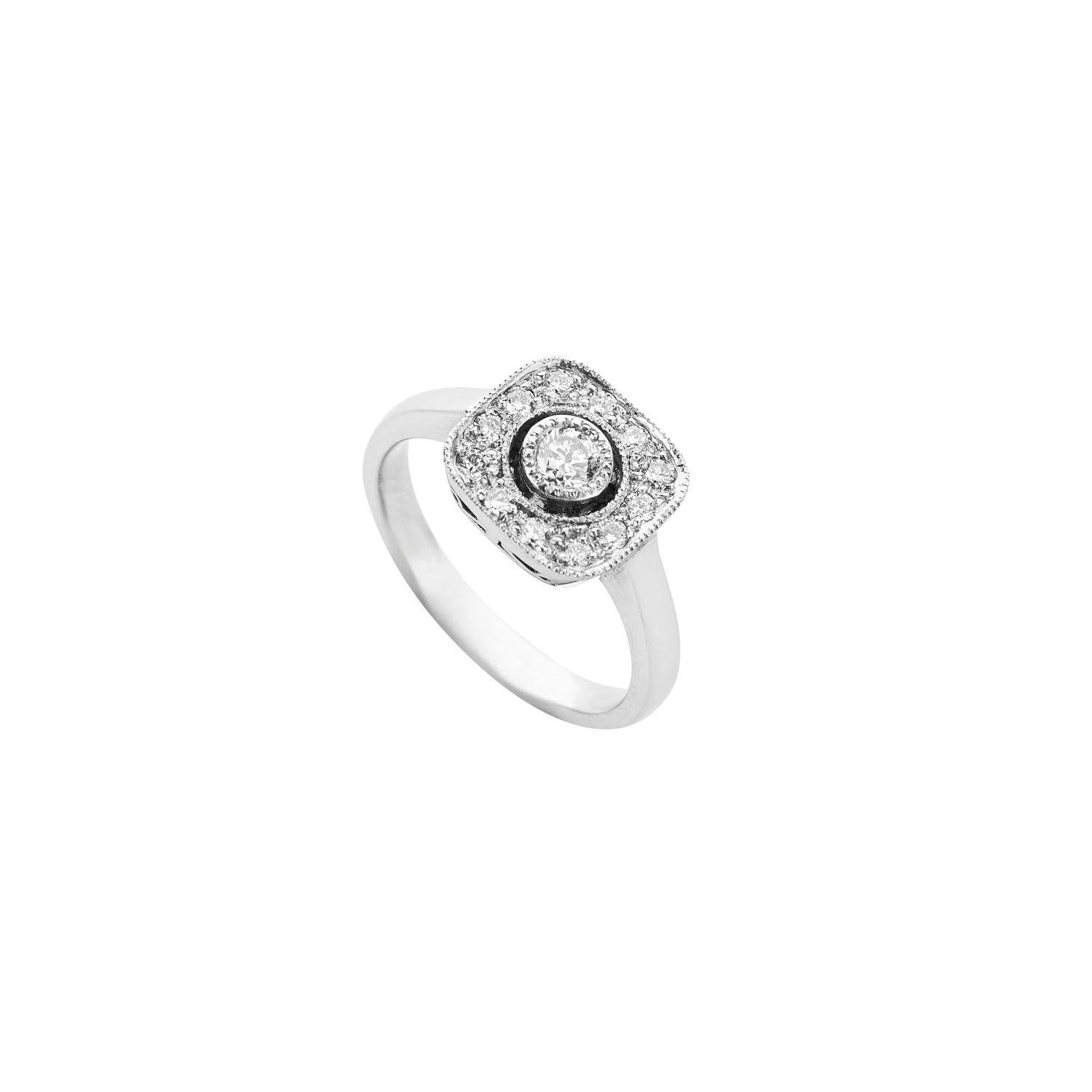 Anillo Platino Roseta Brillantes Central 0.2Ct + 24 Btes #14-3