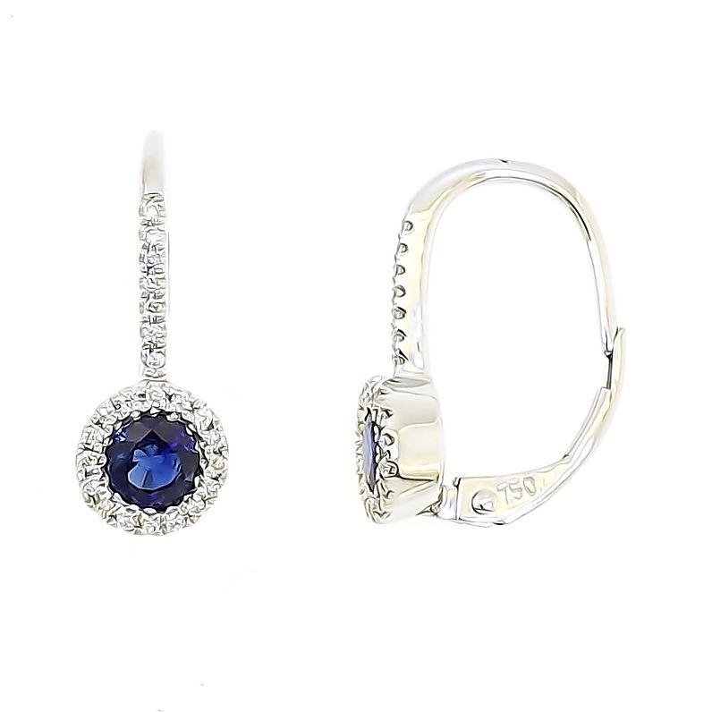 Aros Oro Zafiro Azul Brillantes 0.08Ct Cierre Clip-0