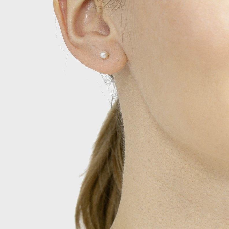 Aros Perlas Oro Amarillo 18K Recién Nacida - 4Mm-3