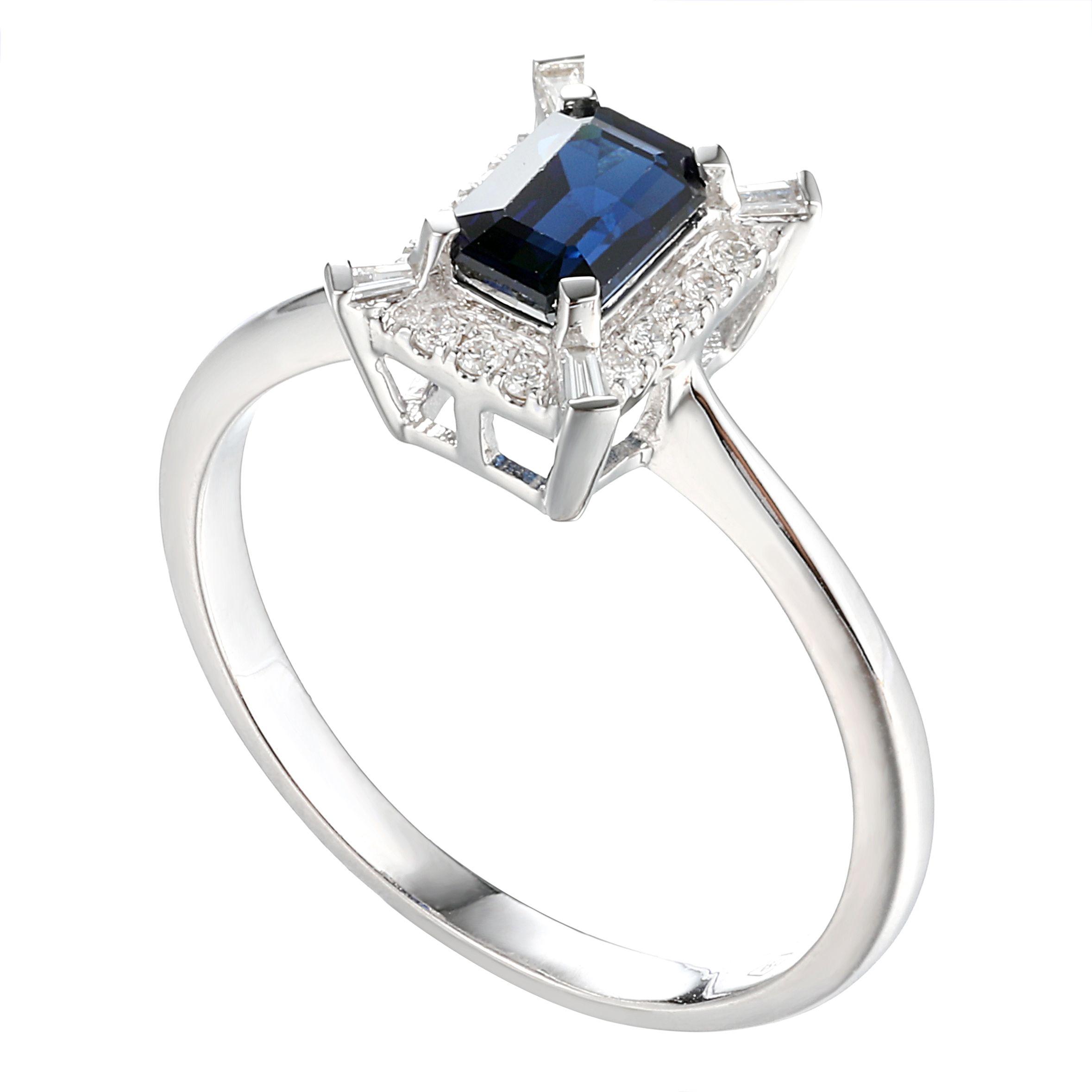 Anillo Zafiro Carre 0.84Ct Y Diamantes 0.12 Ct-0