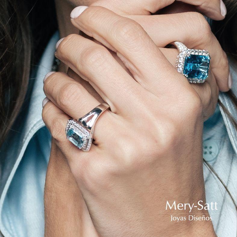 Anillo Bloom Topacio Celeste 10,94 Ct #14-3