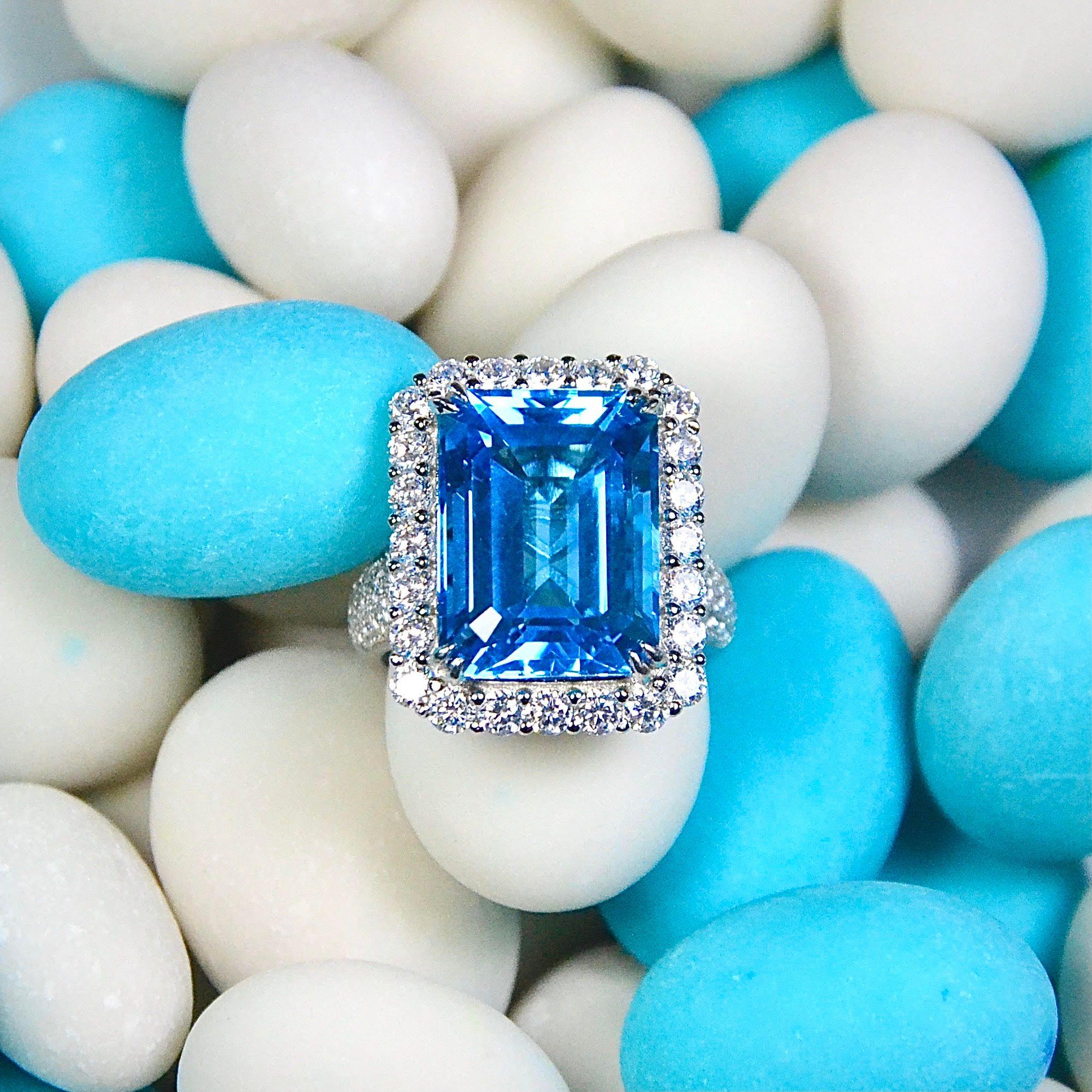 Anillo Bloom Topacio Celeste 10,94 Ct #14-4