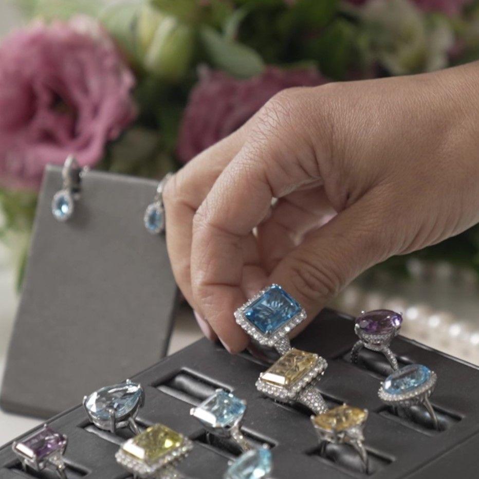 Anillo Bloom Topacio Celeste 10,94 Ct #14-5